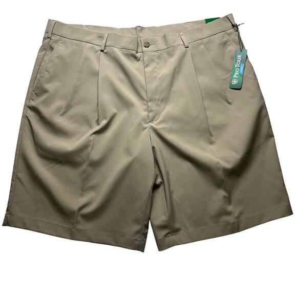 Pro Tour Cool Play Golf Shorts Mens Size 42 Khaki NWT - Picture 1 of 4